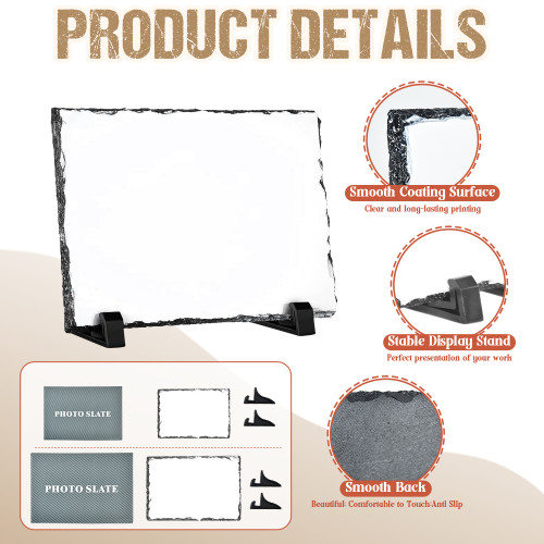 US Warehouse 20pcs Sublimation blanks rock slate photo slate 10pcs 6*8+10pcs 8*12 inches