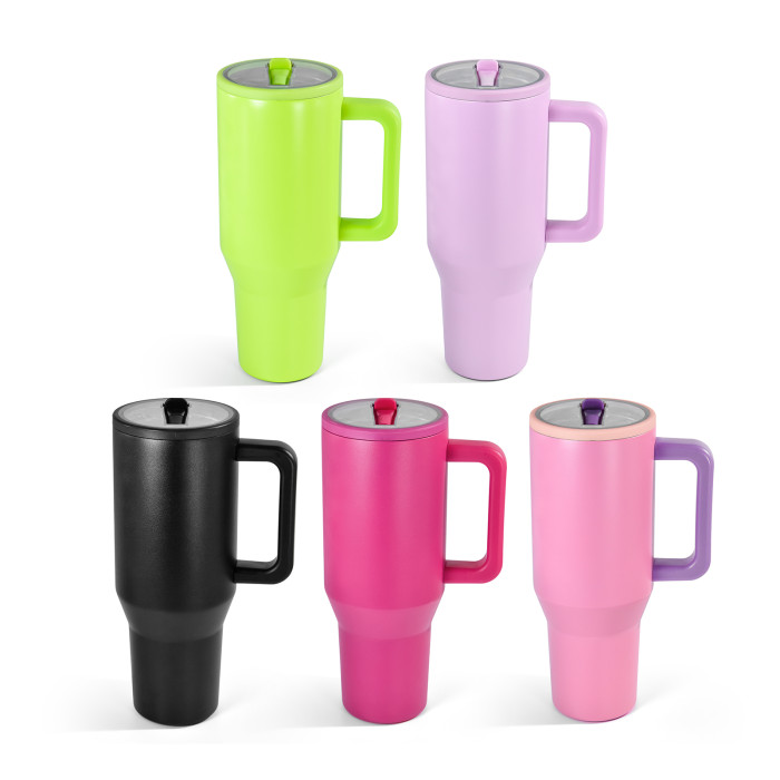 US Warehouse 40OZ powder coated tumblers with flip straw lids(Not for sublimation)