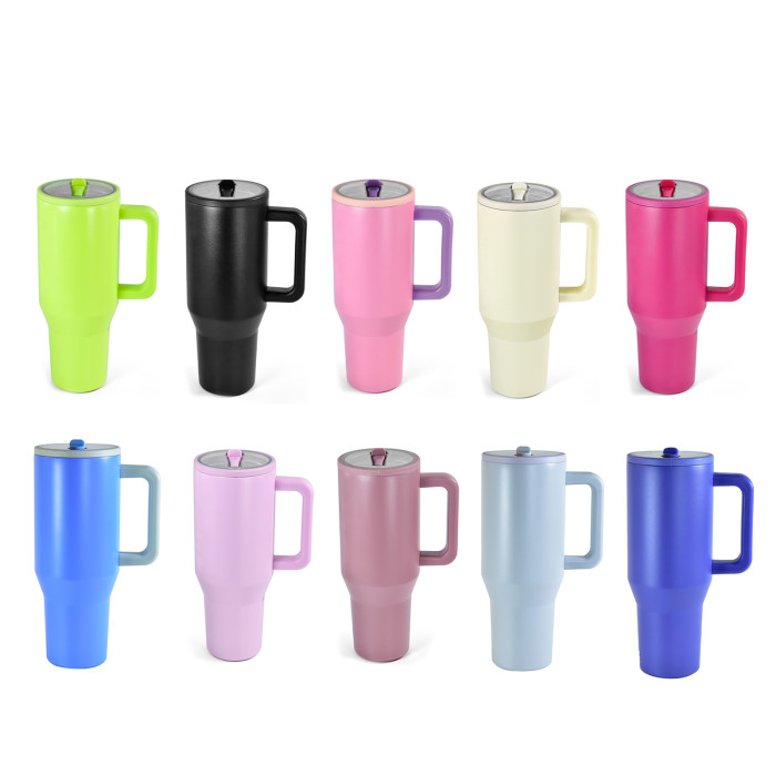 US Warehouse 40OZ powder coated tumblers with flip straw lids(Not for sublimation)