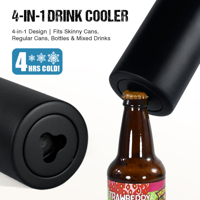 US Warehouse 16oz 4 in 1 Powder Coated Can Cooler with Opener
