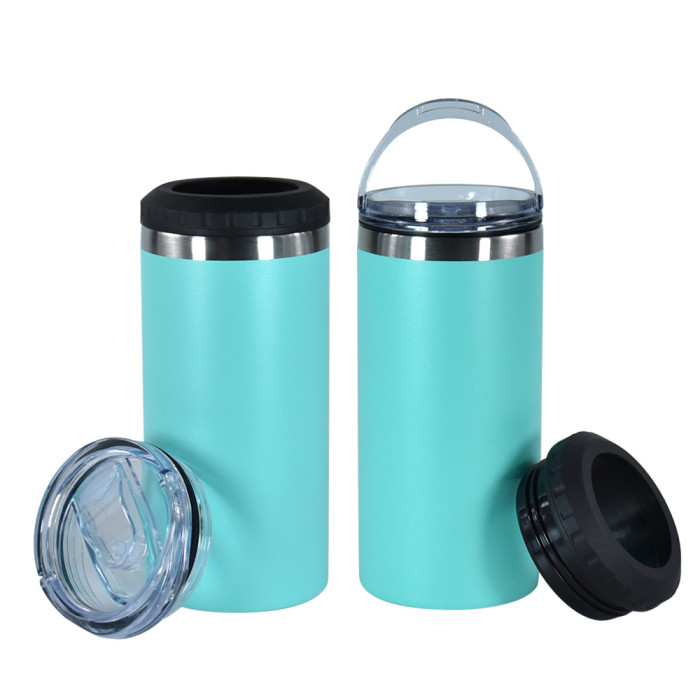 US Warehouse 16oz 4 in 1 Powder Coated Can Cooler with Opener
