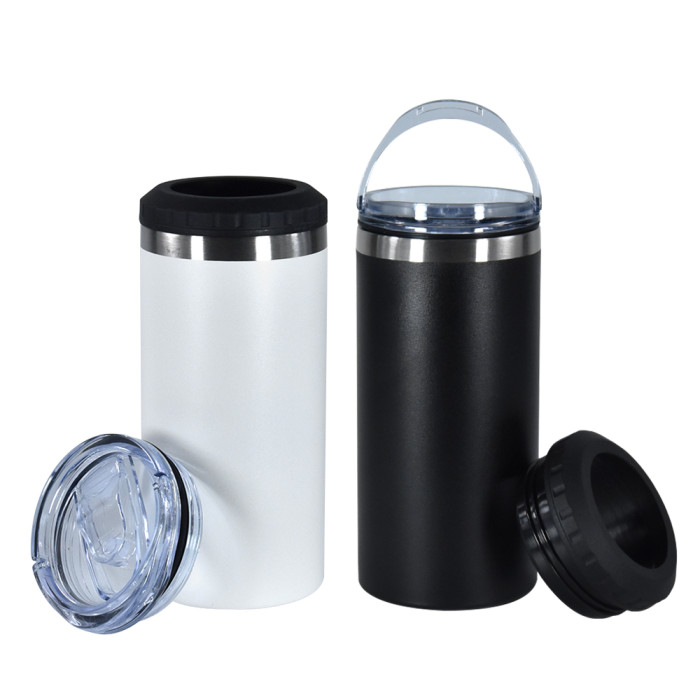 US Warehouse 16oz 4 in 1 Powder Coated Can Cooler with Opener