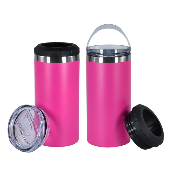 US Warehouse 16oz 4 in 1 Powder Coated Can Cooler with Opener