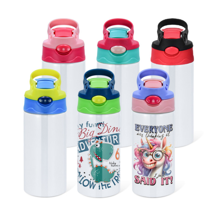 Pre-sale US Warehouse 12oz Sublimation Straight Top Flip Kids Water Bottle
