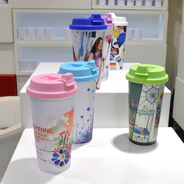 China Warehosue 15oz Double Wall plastic Sublimation Coffee Mugs cup,BPA FREE