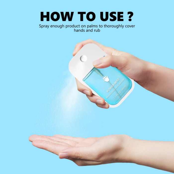 China Warehosue 45ml Power Mist Moisturizing Hand Sanitizer