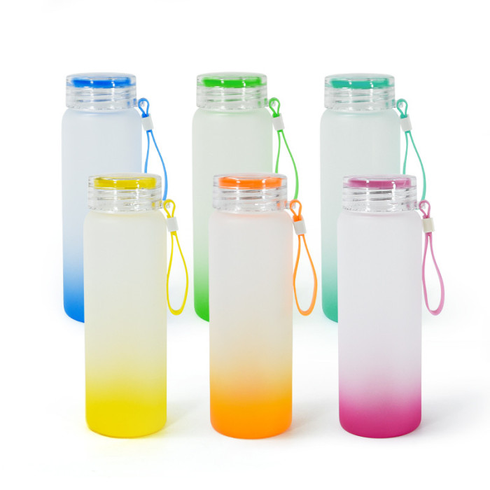 China Warehouse 17oz sublimation glass water bottle mix color