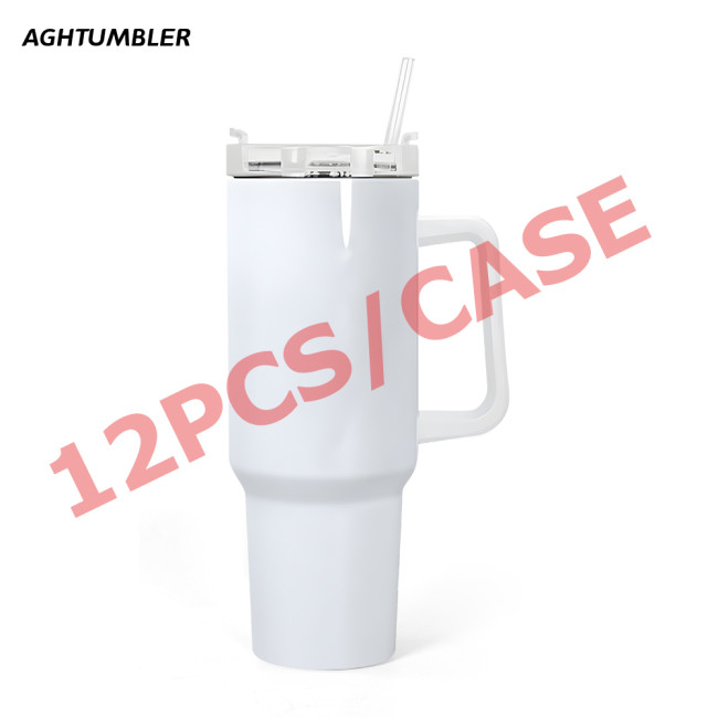 RTS US Warehouse 40OZ white sublimation blanks tumbler with handle
