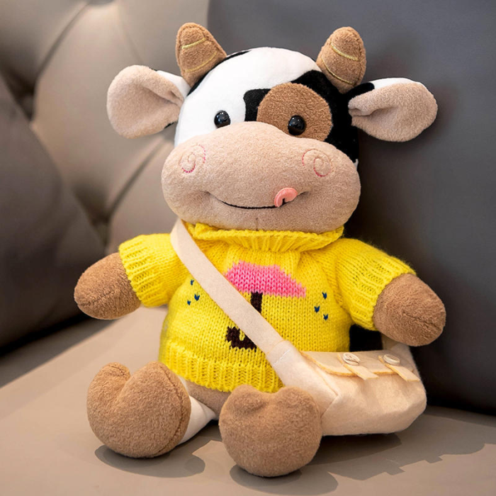 China Warehouse 11.8 inches Cute Cow Doll With Sweater