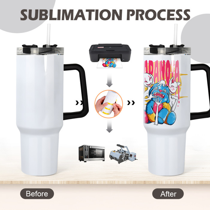 RTS US Warehouse 40OZ white sublimation blanks tumbler with handle