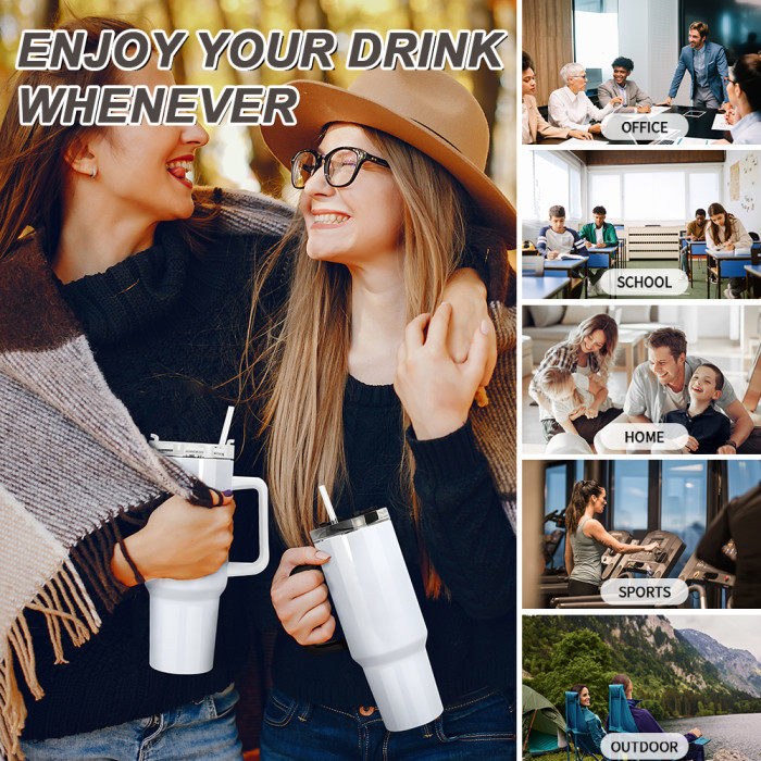 RTS US Warehouse 40OZ white sublimation blanks tumbler with handle