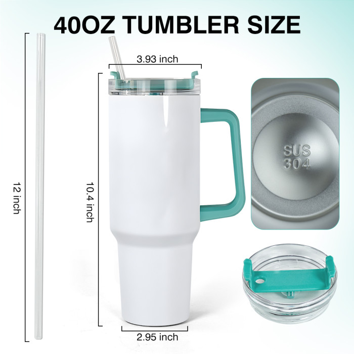 RTS US Warehouse 40OZ sublimation blanks tumblers with colored handle