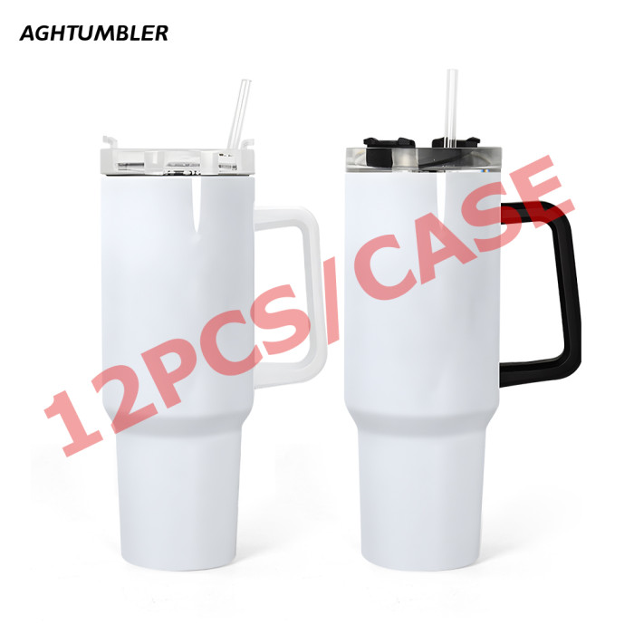 RTS US Warehouse 40OZ white sublimation blanks tumbler with handle