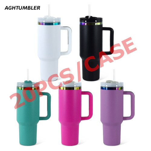 RTS US Warehouse 40OZ powder coated tumbler with rainbow plated(Not for sublimation)