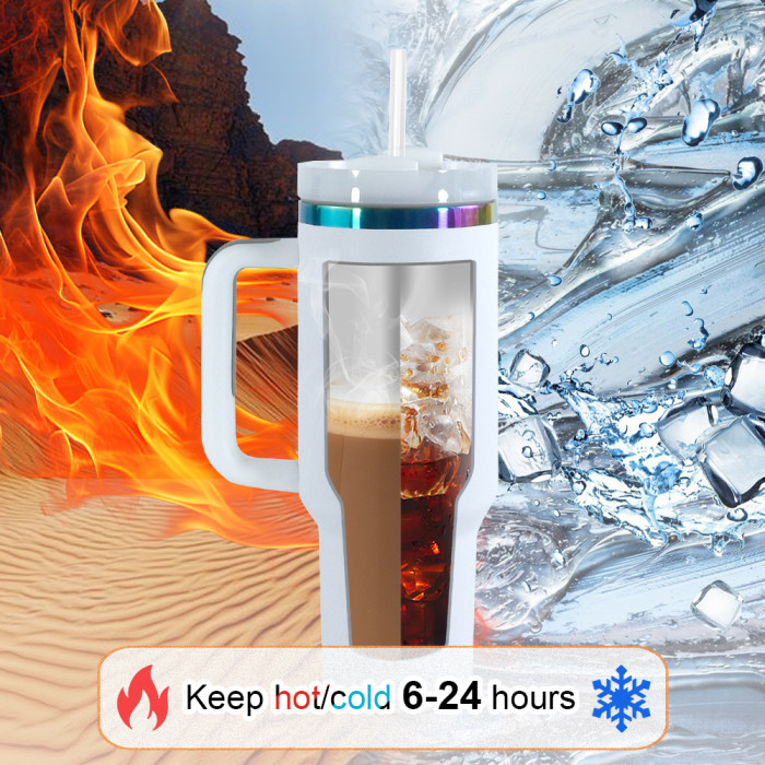 RTS US Warehouse 40OZ powder coated tumbler with rainbow plated(Not for sublimation)