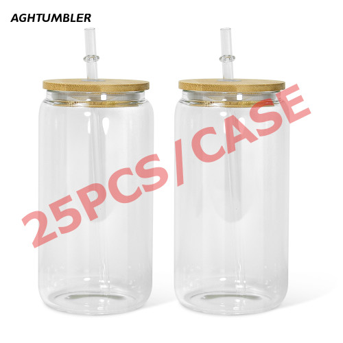 RTS US Warehosue 16oz clear sublimation glass Cup Libby Cups