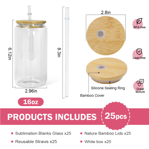 RTS US Warehosue 16oz clear sublimation glass Cup Libby Cups