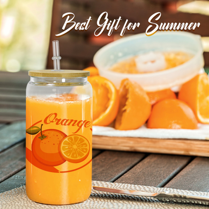 RTS US Warehosue 16oz clear/frosted sublimation glass Cup with bamboo lid+plastic straw