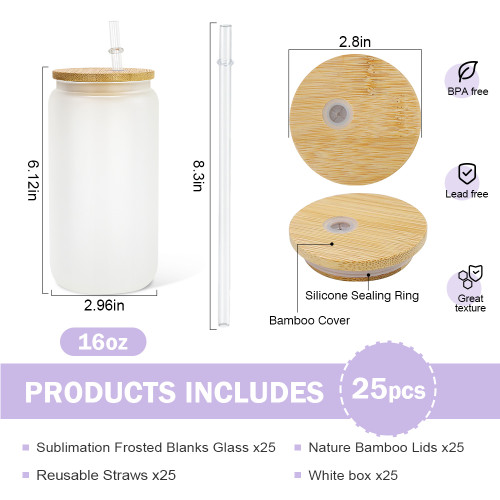 RTS US Warehosue 16oz frosted sublimation glass Cup Libby Cups
