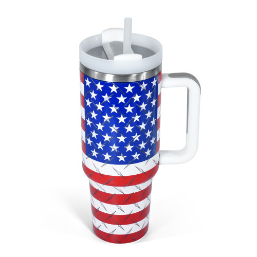 US Warehouse H2 40OZ powder coated Flag tumbler Independence Day