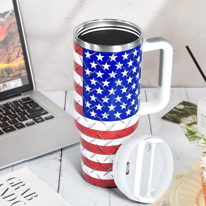 US Warehouse H2 40OZ powder coated Flag tumbler Independence Day