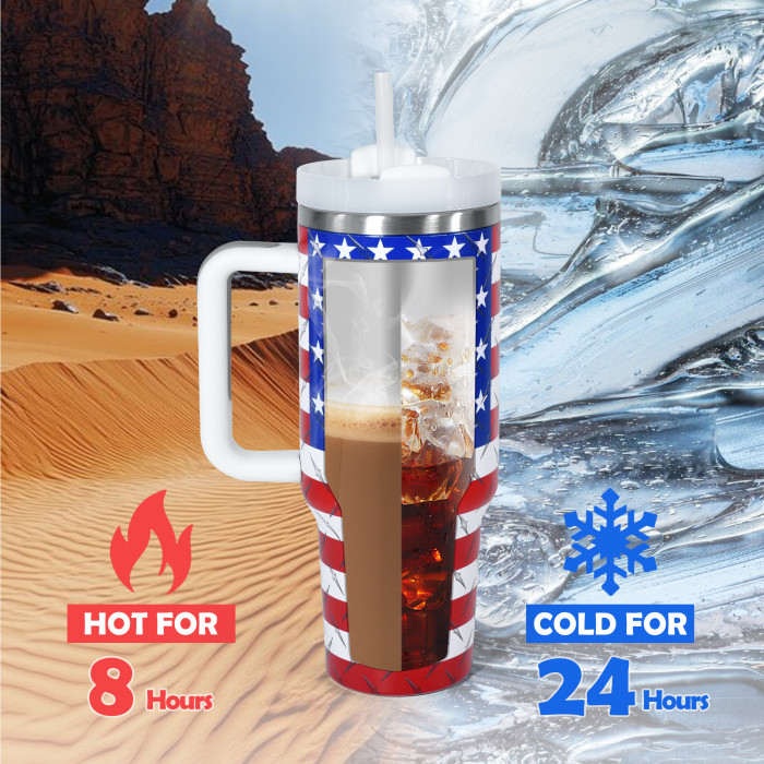 US Warehouse H2 40OZ powder coated Flag tumbler Independence Day