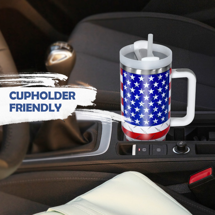 US Warehouse H2 40OZ powder coated Flag tumbler Independence Day