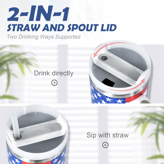 US Warehouse H2 40OZ powder coated Flag tumbler Independence Day
