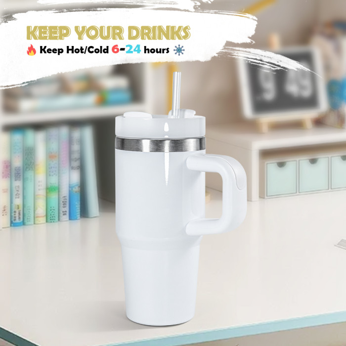 RTS US Warehouse 14oz white sublimation blanks tumbler with handle