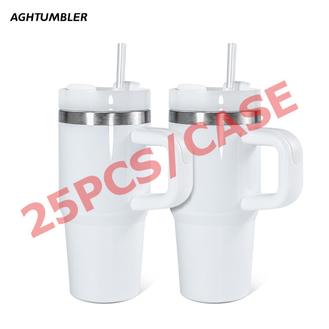 RTS US Warehouse 14oz white sublimation blanks tumbler with handle