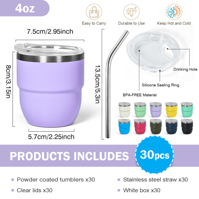 US Warehouse 4oz powder coated coffee mugs mini cups inside with enamel coating