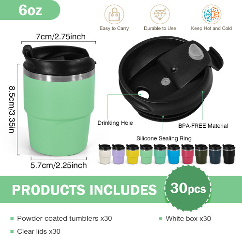 US Warehouse 6oz powder coated coffee mugs mini cups inside with enamel coating