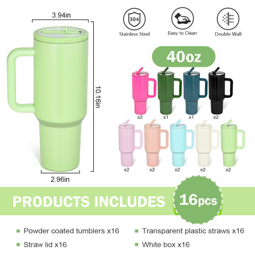 US Warehouse 40OZ powder coated tumblers with flip straw lids(Not for sublimation)