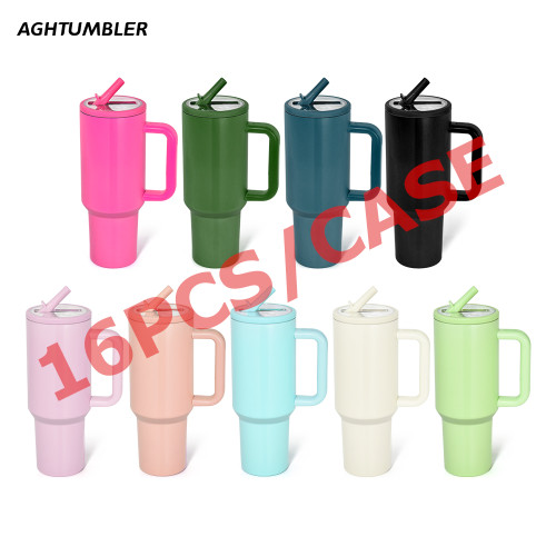 US Warehouse 40OZ powder coated tumblers with flip straw lids(Not for sublimation)