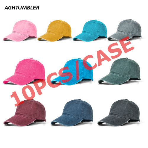 US Warehouse Plain Color 100% Cotton Vintage Adjustable Baseball Cap hats