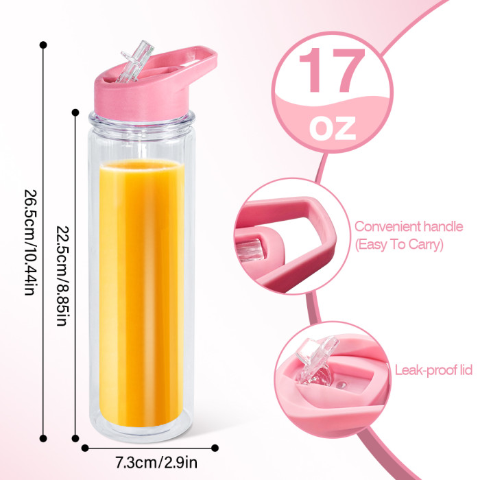 US warehosue Plastic 17oz Snow Globe Kids Bottle with plug,cup BPA FREE