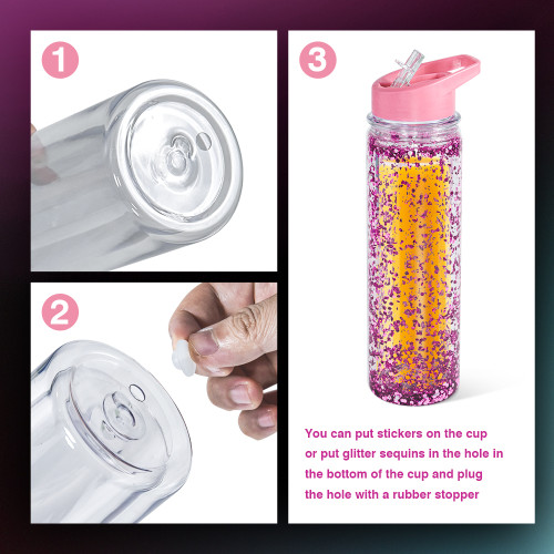 US warehosue Plastic 17oz Snow Globe Kids Bottle with plug,cup BPA FREE