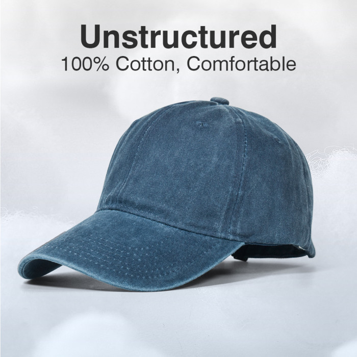 US Warehouse Plain Color 100% Cotton Vintage Adjustable Baseball Cap hats