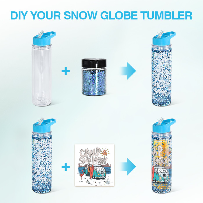 US warehosue Plastic 17oz Snow Globe Kids Bottle with plug,cup BPA FREE