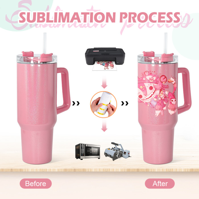 RTS US Warehouse 40OZ shimmer/holographic sublimation blanks tumblers with handle