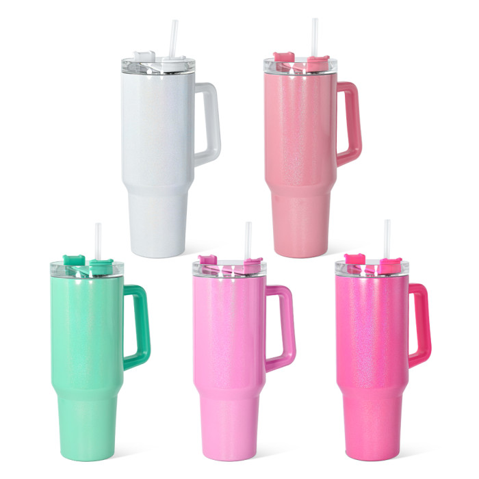 RTS US Warehouse 40OZ shimmer/holographic sublimation blanks tumblers with handle