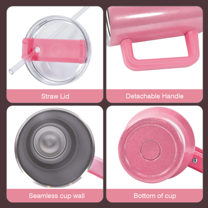 RTS US Warehouse 40OZ shimmer/holographic sublimation blanks tumblers with handle