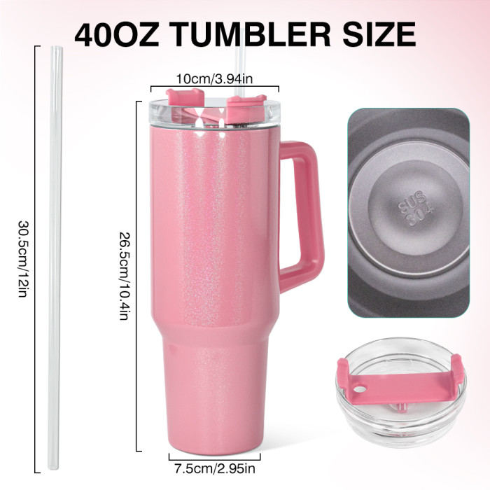 RTS US Warehouse 40OZ shimmer/holographic sublimation blanks tumblers with handle