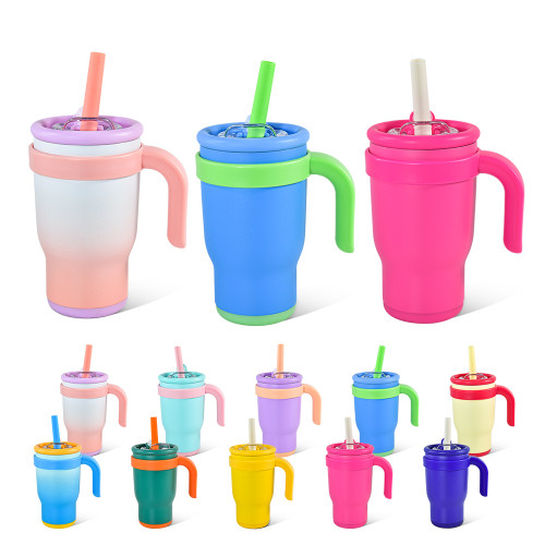 China Warehouse 14oz powder coated Colored Stainless Steel Kids Tumbler water bottle Cups