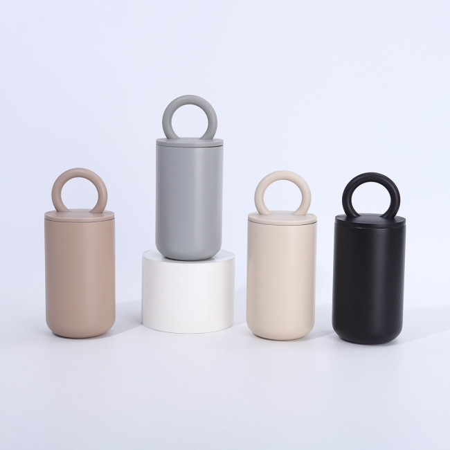 China Warehouse 40PCS 16oz powder coated coffee cups with handle lids