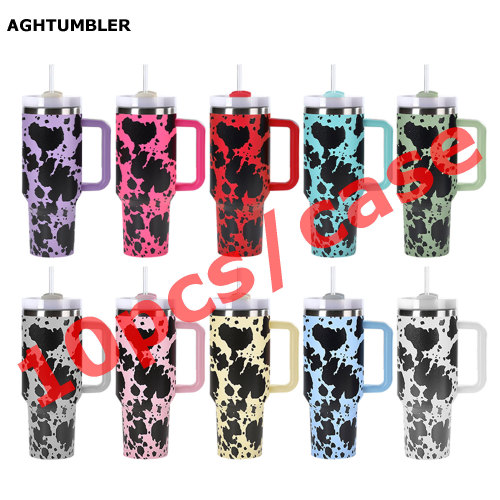 US Warehouse 5D print Cow 40OZ Powder Coated Tumbler