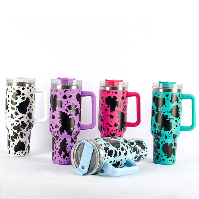 Pre-sale US Warehouse 5D print Cow 40OZ Powder Coated Tumbler