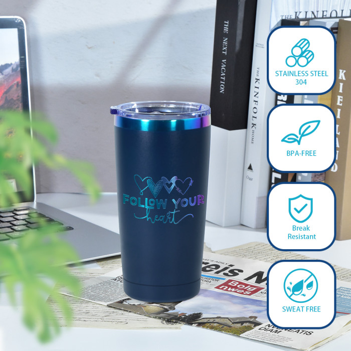 US Warehouse 20oz powder coated tumbler travel Mug with rainbow plated