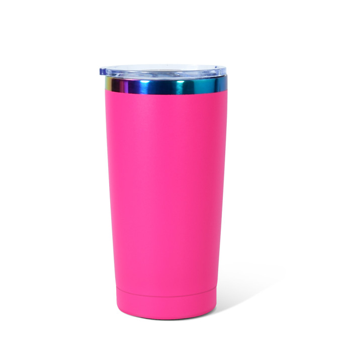 US Warehouse 20oz powder coated tumbler travel Mug with rainbow plated