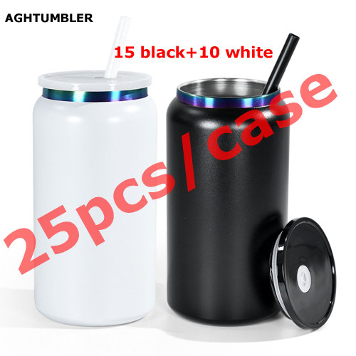 US Warehouse Stainless Steel 16oz Powder Coated Cup with Rainbow Plated Libby Cups